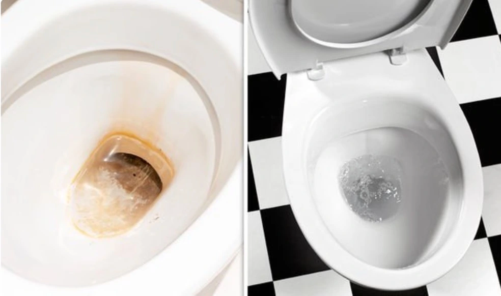 Toilet with and without limescale