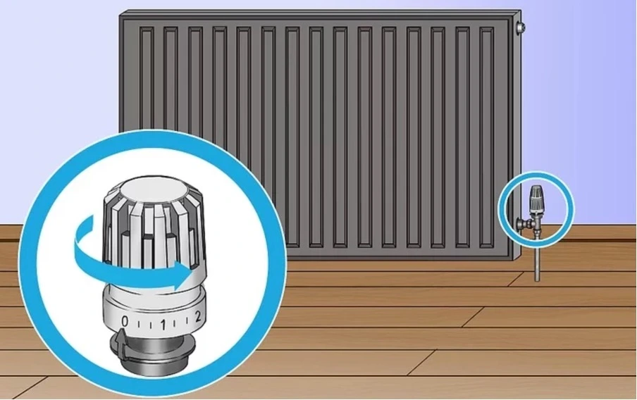 Turn on radiator valve